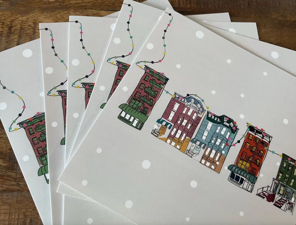 Christmas Buildings New York Greeting Cards Pack of 5